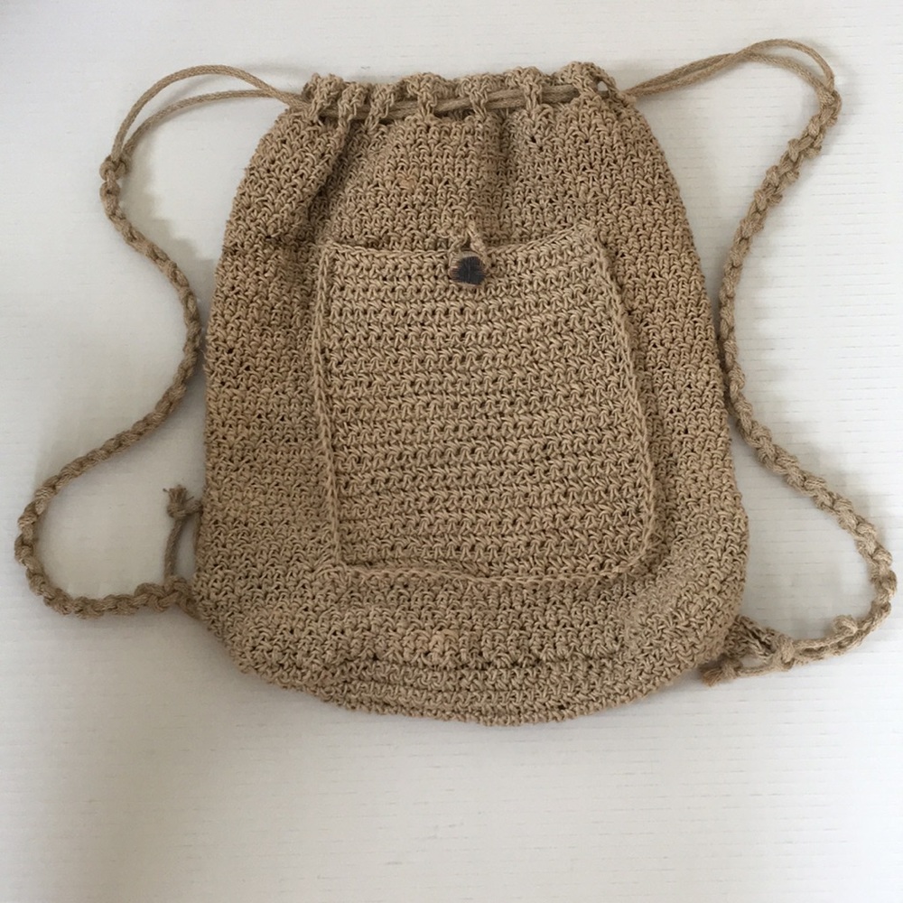 Handmade Hemp Backpack Drawstring Bag